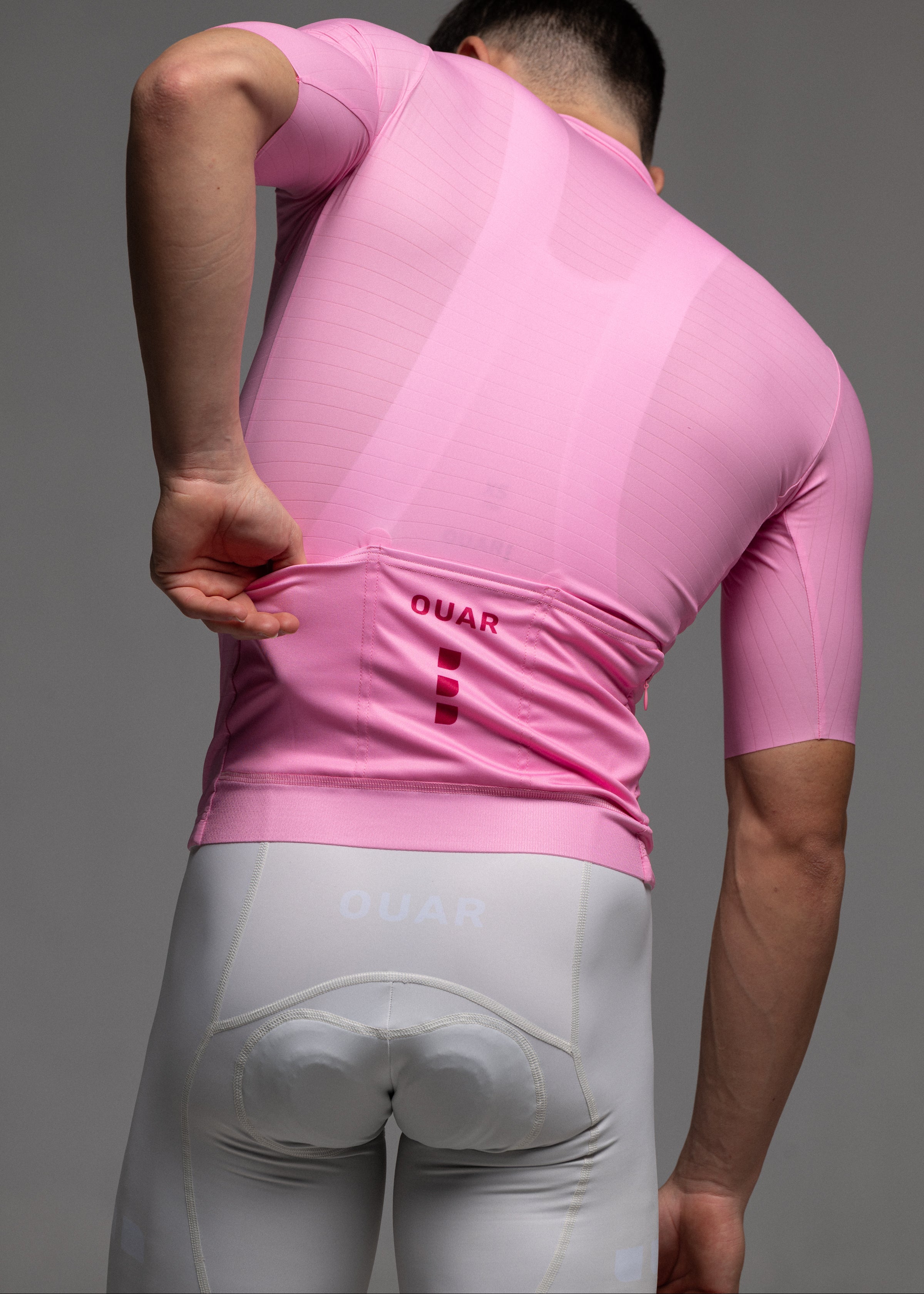 PINK JERSEY + OFF WHITE BIBS + WHITE/GREY SOCKS