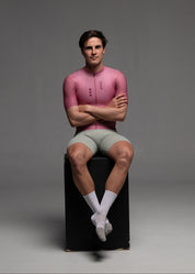 DUSTY CHERRY JERSEY + WARM GREY BIBS + WHITE/GREY SOCKS