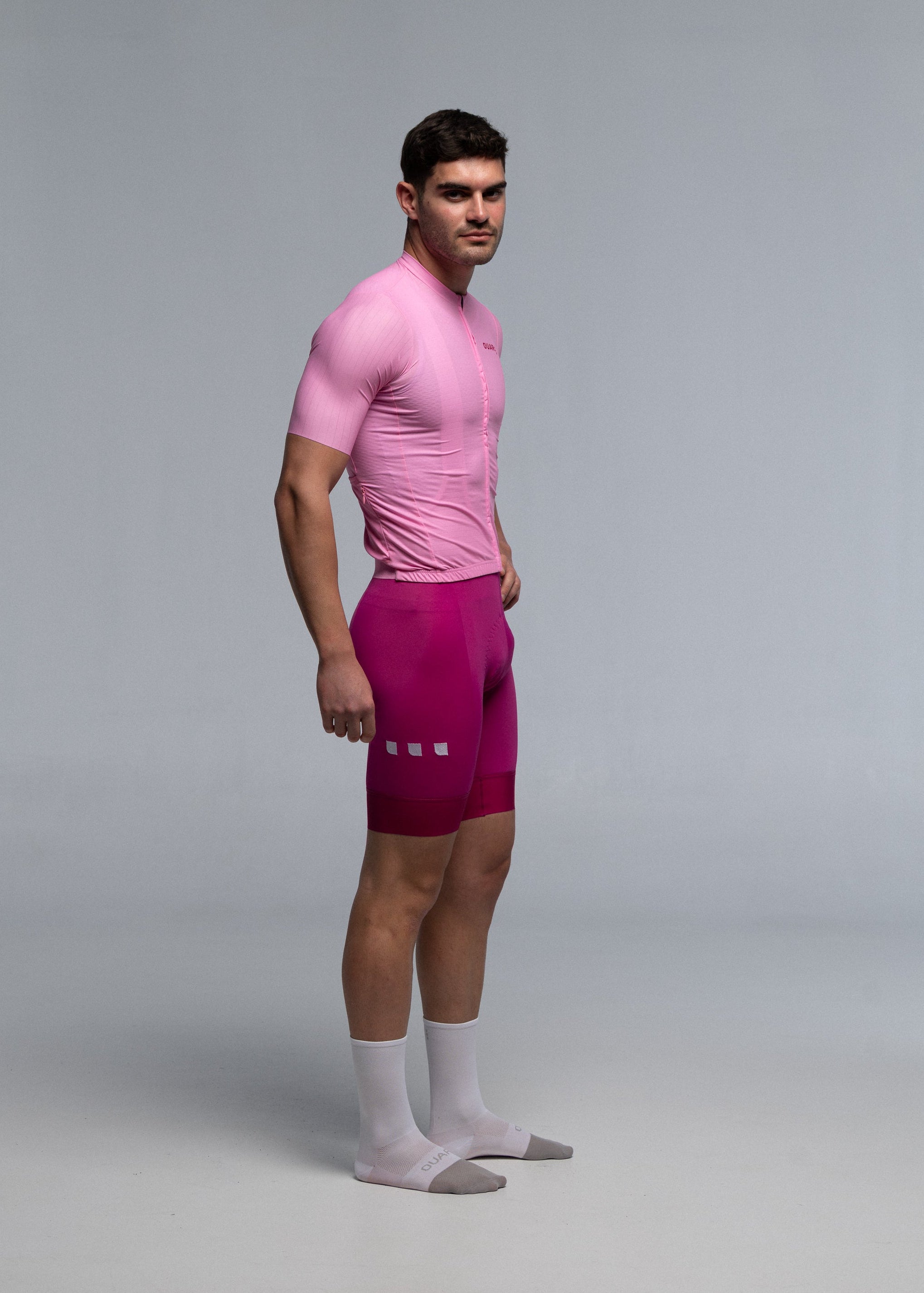 PINK JERSEY + ORCHID BIBS + WHITE/GREY SOCKS