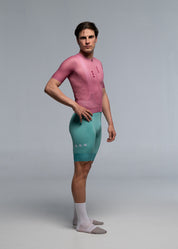 DUSTY CHERRY JERSEY + AQUAMARINE BIBS + WHITE/GREY SOCKS