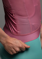 DUSTY CHERRY JERSEY + AQUAMARINE BIBS + WHITE/GREY SOCKS
