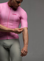 PINK JERSEY + WARM GREY BIBS + WHITE/GREY SOCKS