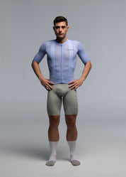 SAPPHIRE JERSEY + WARM GREY BIBS + WHITE/AQUA SOCKS