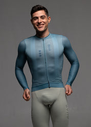 DUSTY MINT LS JERSEY + WARM GREY BIBS + WHITE/GREY SOCKS