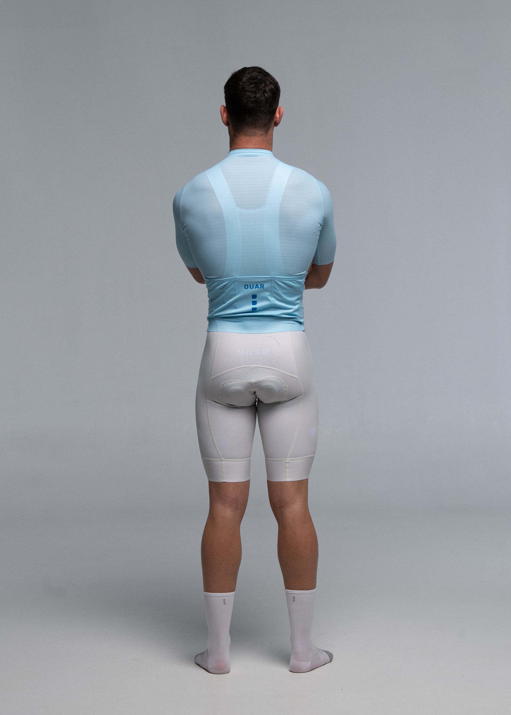 FRESH BLUE JERSEY + OFF WHITE BIBS + WHITE/GREY SOCKS