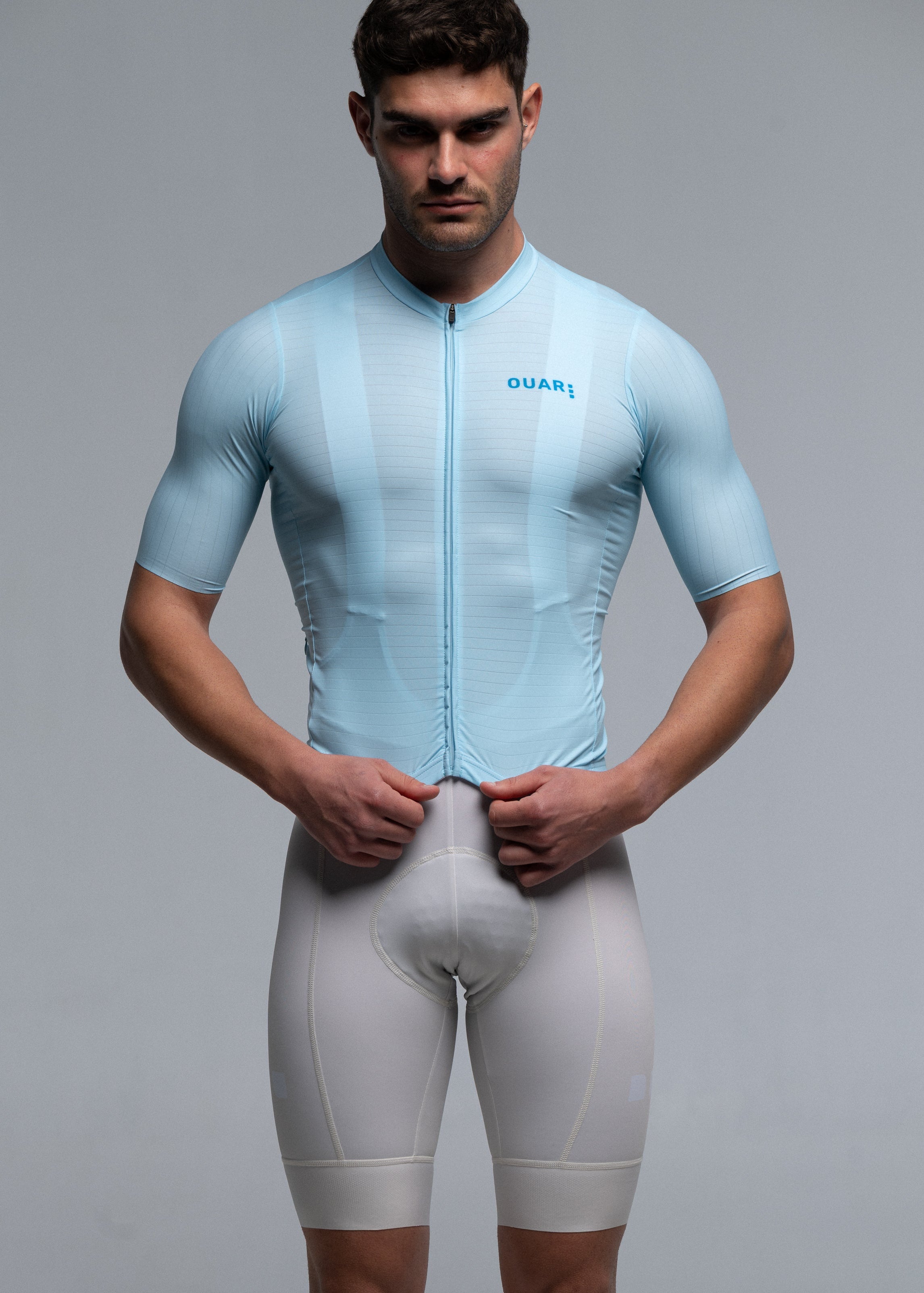 FRESH BLUE JERSEY + OFF WHITE BIBS + WHITE/GREY SOCKS