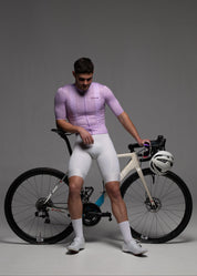 VIOLET PIXEL JERSEY + OFF WHITE BIBS + WHITE/GREY SOCKS