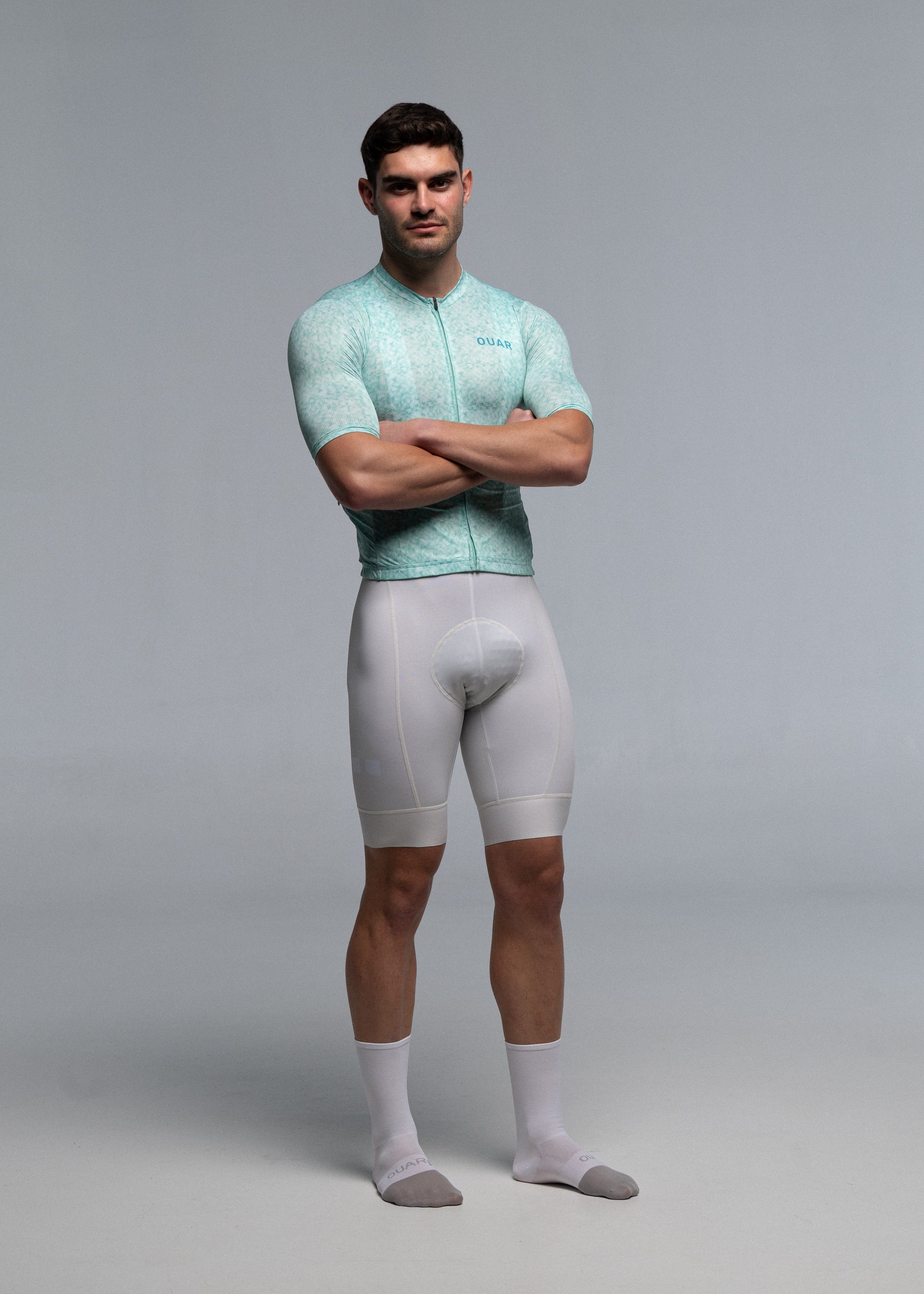 AQUAMARINE JERSEY + OFF WHITE BIBS + WHITE/GREY SOCKS