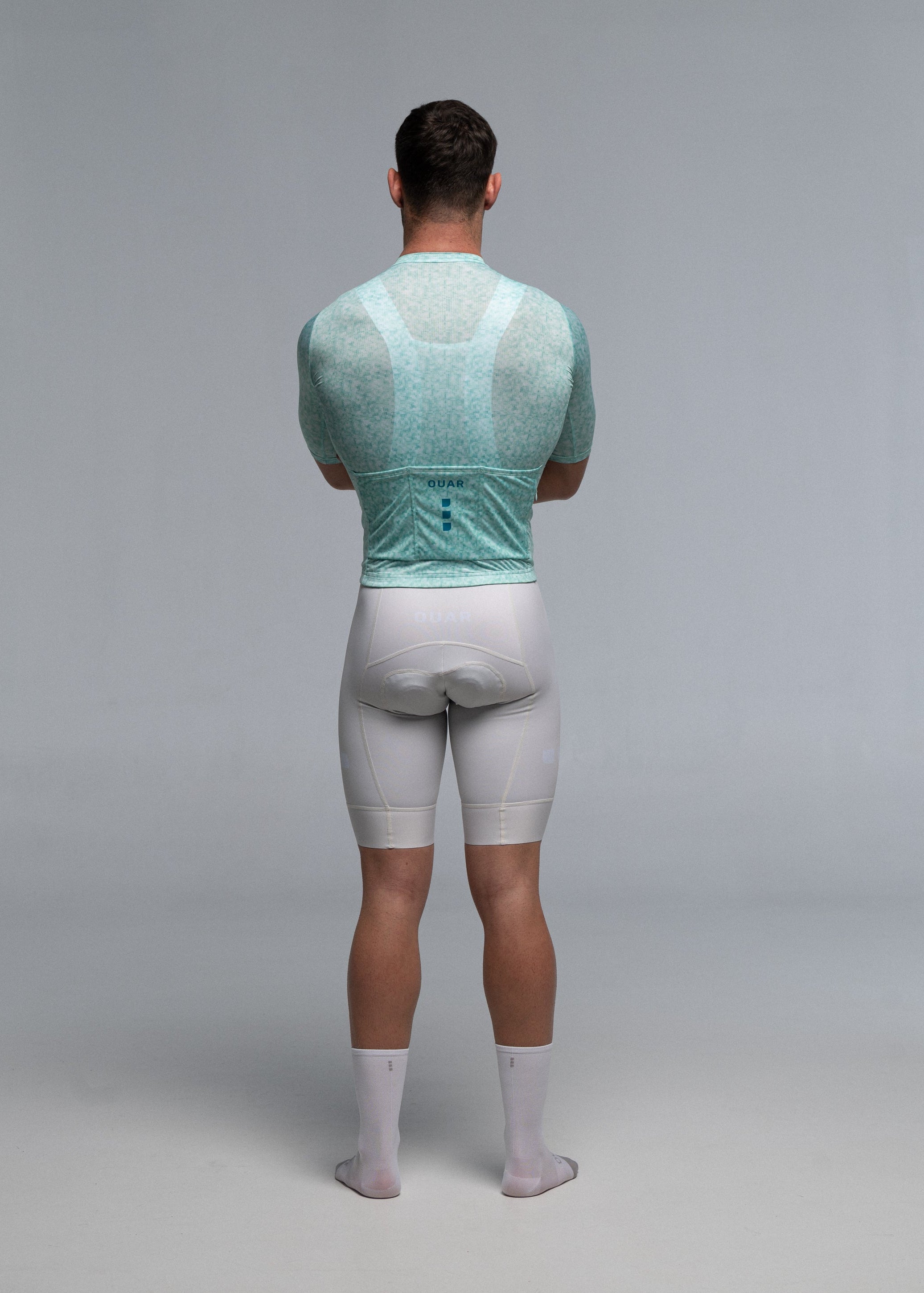AQUAMARINE JERSEY + OFF WHITE BIBS + WHITE/GREY SOCKS