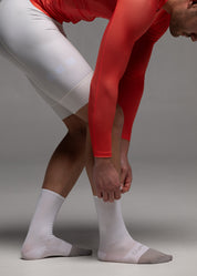 VIBRANT CORAL LS JERSEY + OFF WHITE BIBS + WHITE/GREY SOCKS
