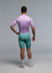 VIOLET JERSEY + AQUAMARINE BIBS + WHITE/GREY SOCKS
