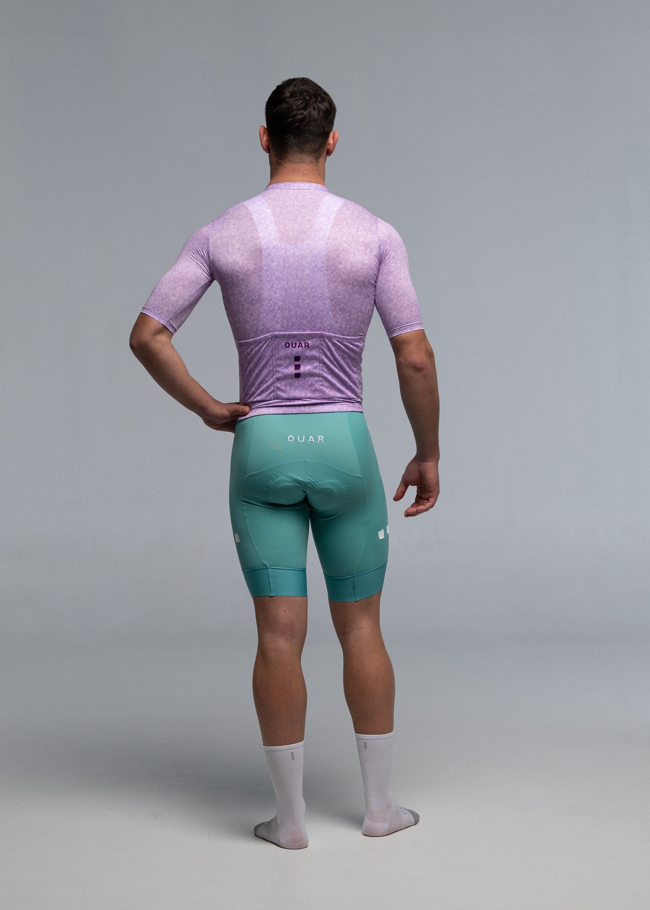 VIOLET JERSEY + AQUAMARINE BIBS + WHITE/GREY SOCKS