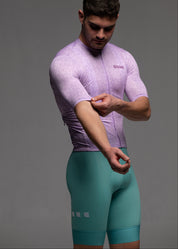VIOLET JERSEY + AQUAMARINE BIBS + WHITE/GREY SOCKS