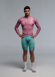 DUSTY CHERRY LS JERSEY + AQUAMARINE BIBS + WHITE/GREY SOCKS
