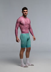 DUSTY CHERRY LS JERSEY + AQUAMARINE BIBS + WHITE/GREY SOCKS