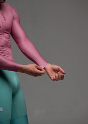 DUSTY CHERRY LS JERSEY + AQUAMARINE BIBS + WHITE/GREY SOCKS