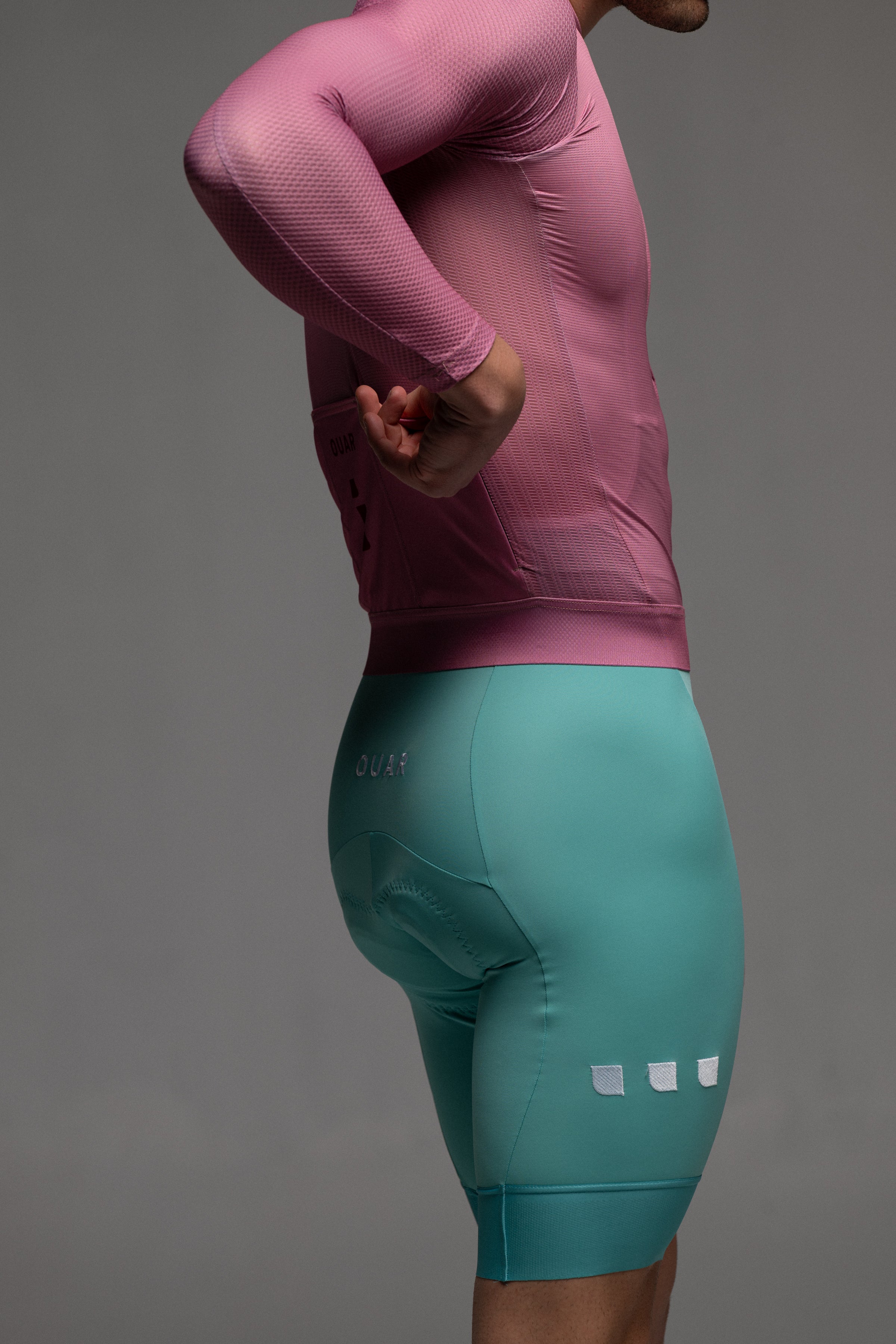 DUSTY CHERRY LS JERSEY + AQUAMARINE BIBS + WHITE/GREY SOCKS