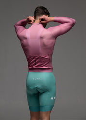 DUSTY CHERRY LS JERSEY + AQUAMARINE BIBS + WHITE/GREY SOCKS