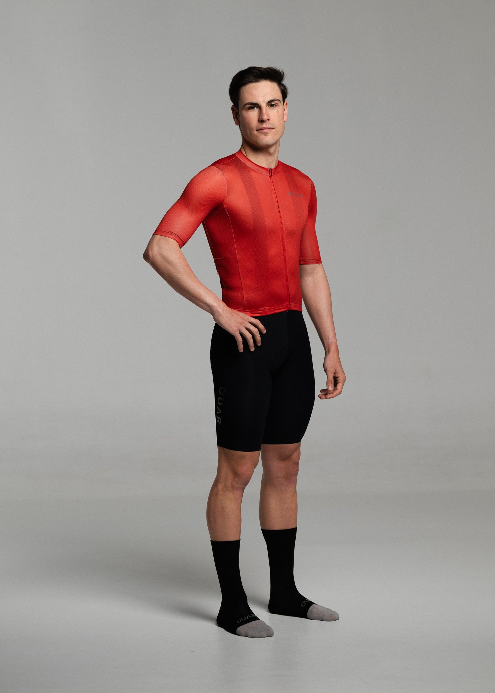 BURNT RED JERSEY + PURE BLACK BIBS + BLACK/GREY SOCKS