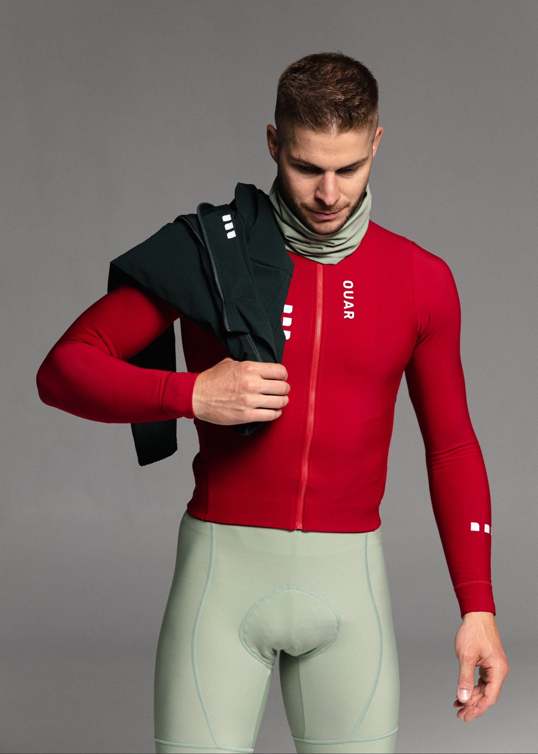 DISCO LS JERSEY + GREEN TEA LONG BIBS + DEEP OCEAN JACKET + NECK WARMER