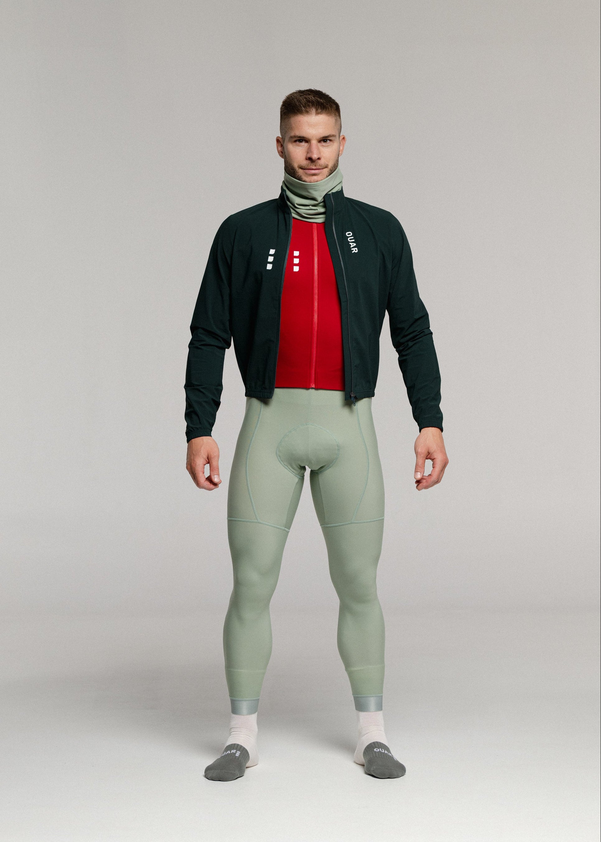 DISCO LS JERSEY + GREEN TEA LONG BIBS + DEEP OCEAN JACKET + NECK WARMER