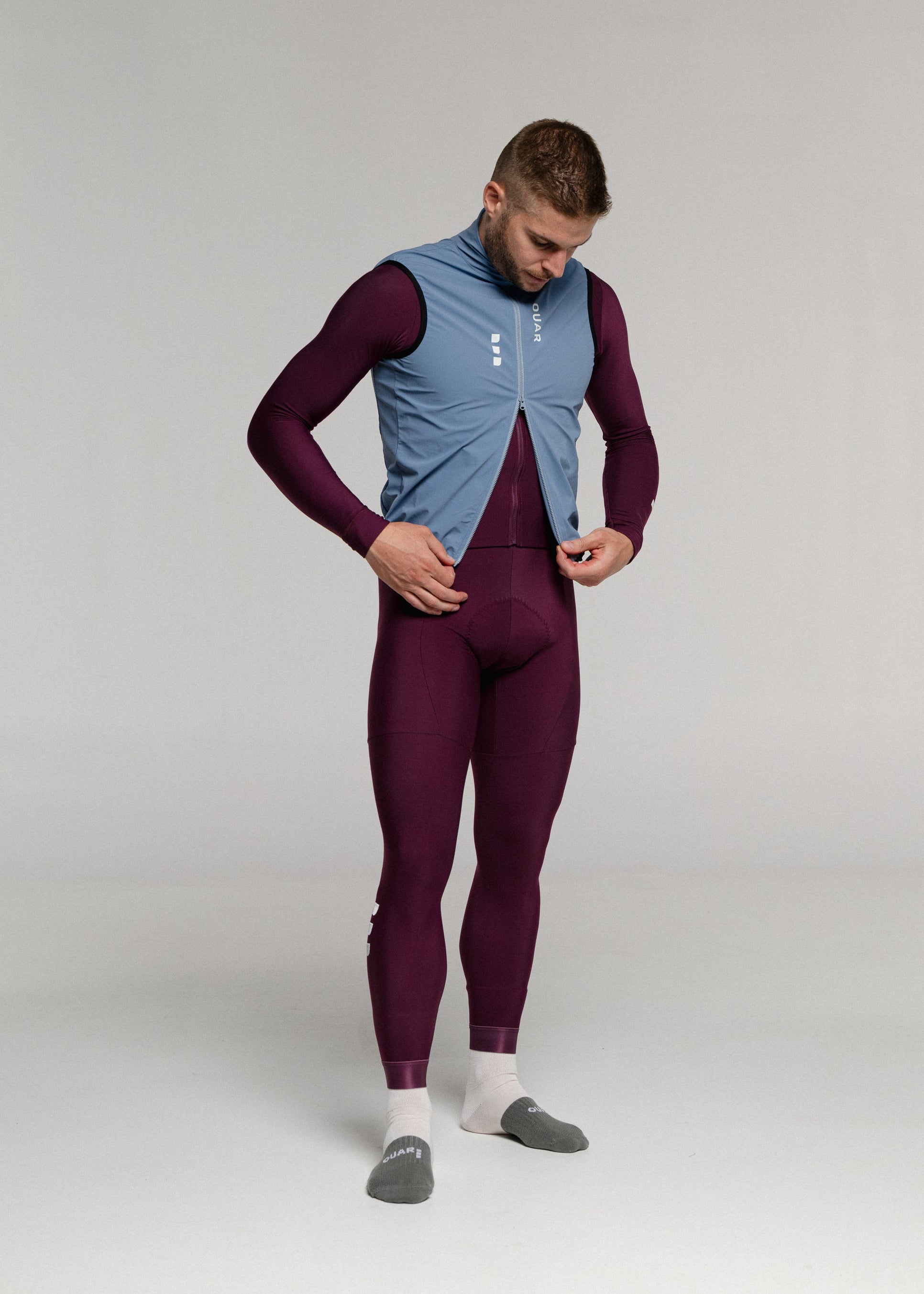 SOUL LS JERSEY + RIPE PLUM LONG BIBS + GLACIER GILET + NECK WARMER