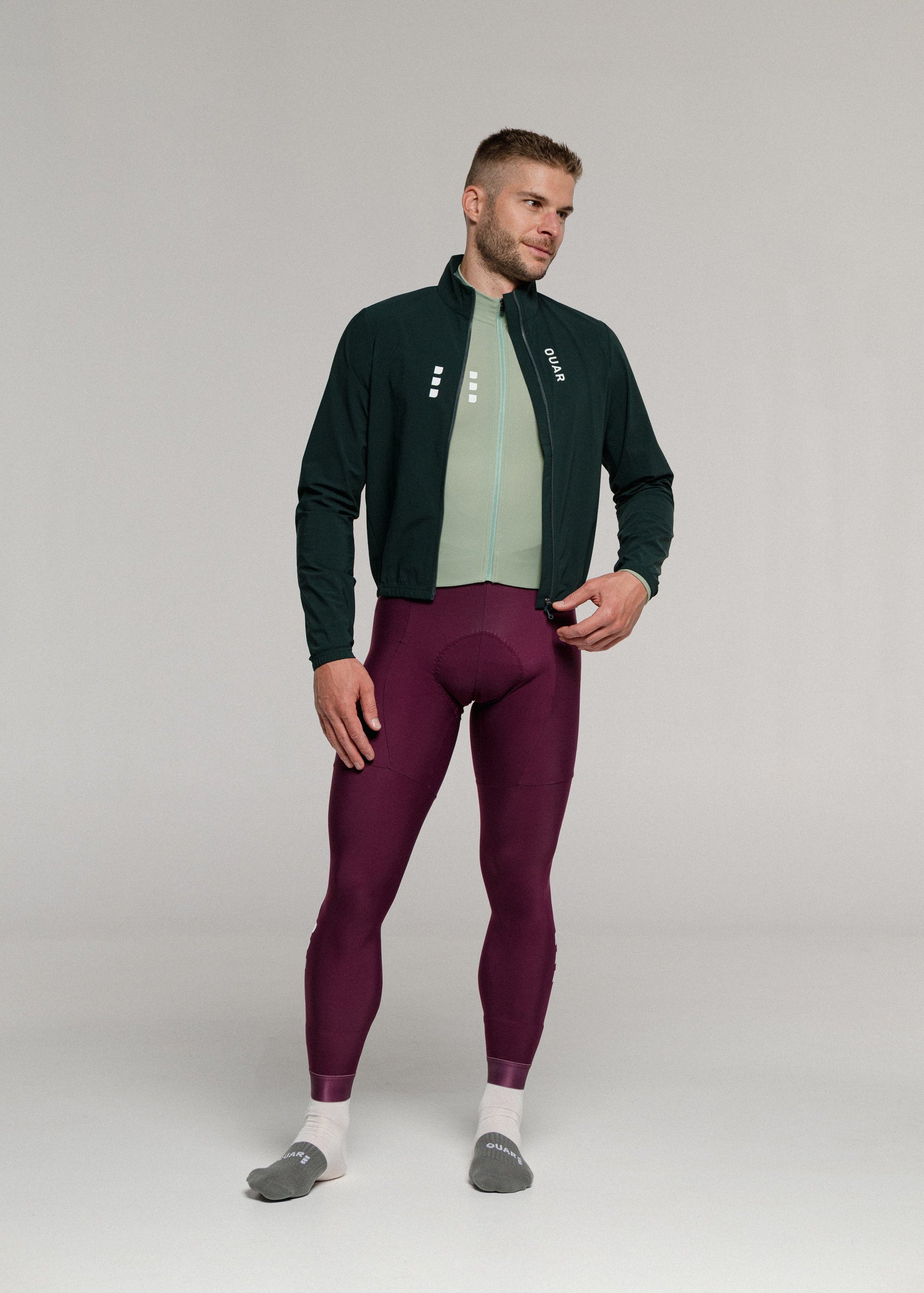 CHILL LS JERSEY + RIPE PLUM LONG BIBS + DEEP OCEAN JACKET + NECK WARMER