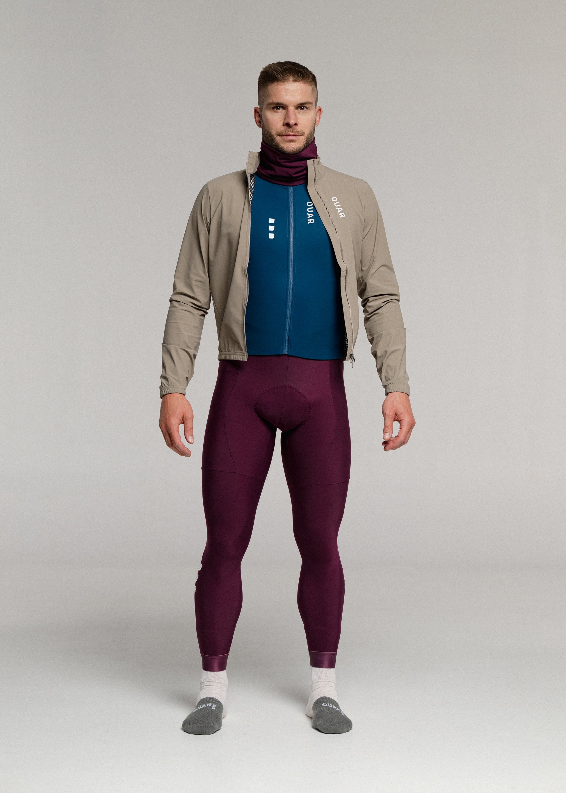JAZZ LS JERSEY + RIPE PLUM LONG BIBS + SAND JACKET + NECK WARMER