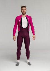 FUNK LS JERSEY + RIPE PLUM LONG BIBS + DARK NIGHT GILET + NECK WARMER