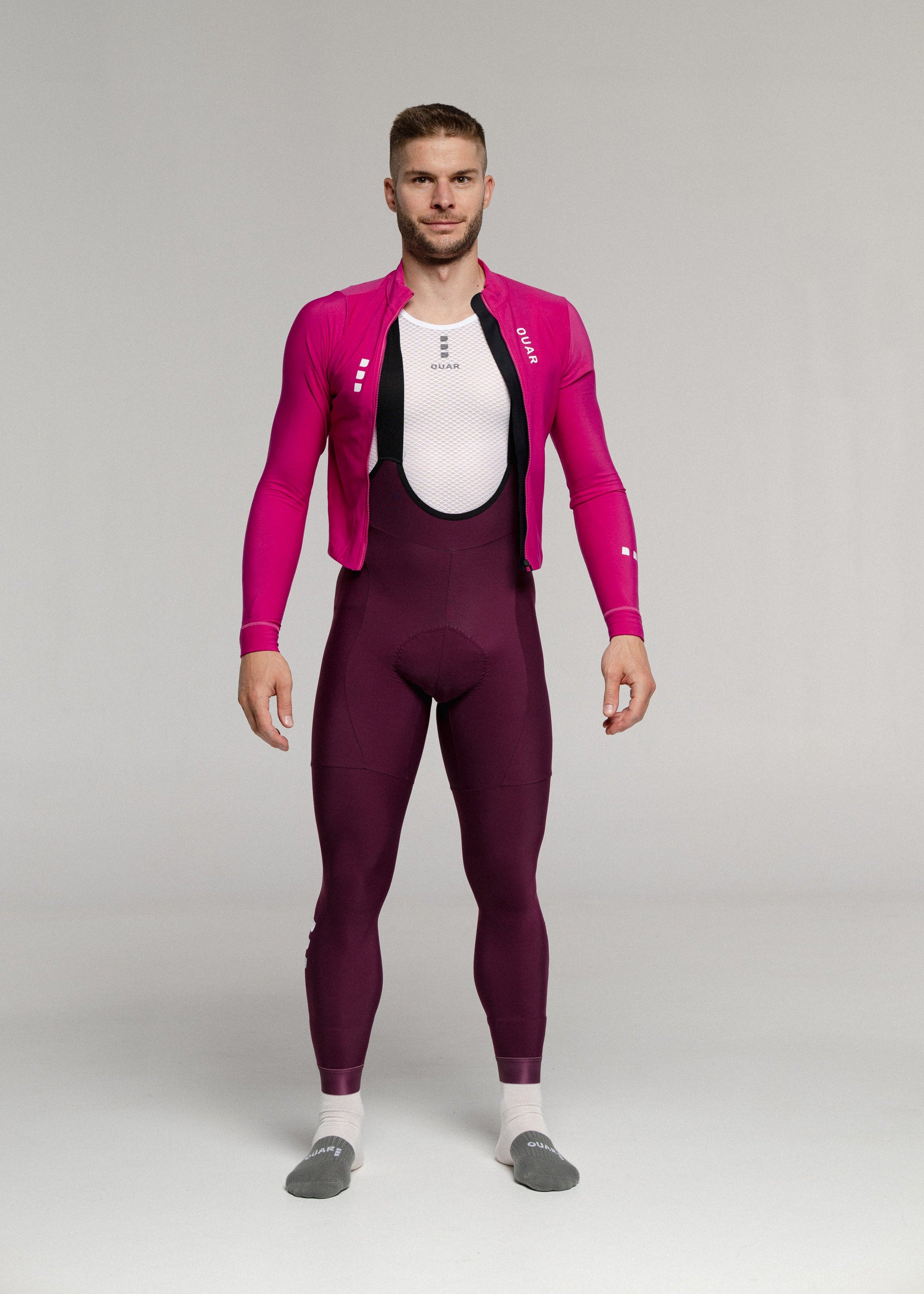 FUNK LS JERSEY + RIPE PLUM LONG BIBS + DARK NIGHT GILET + NECK WARMER