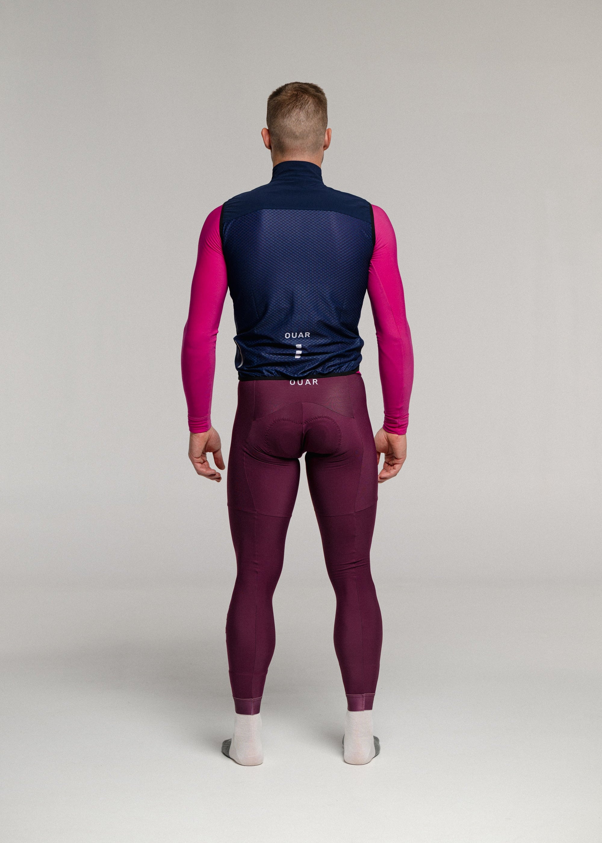 FUNK LS JERSEY + RIPE PLUM LONG BIBS + DARK NIGHT GILET + NECK WARMER