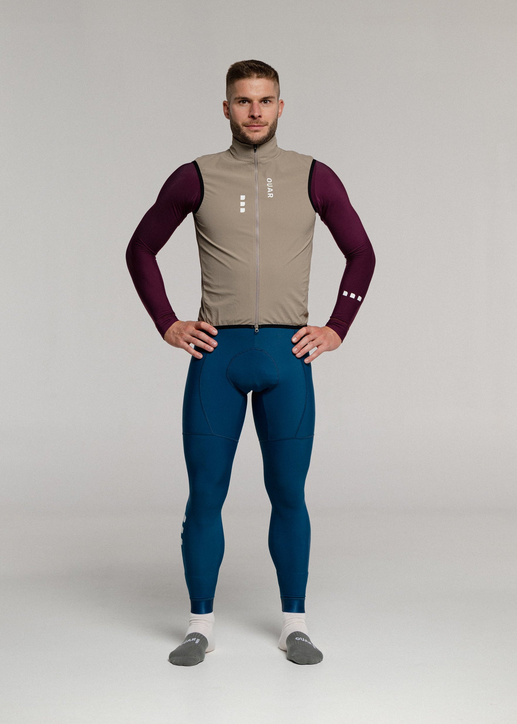 SOUL LS JERSEY + AQUA LONG BIBS + SAND GILET + NECK WARMER