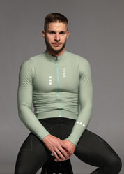 CHILL LS JERSEY + FOREST GREEN LONG BIBS + DEEP OCEAN JACKET + NECK WARMER