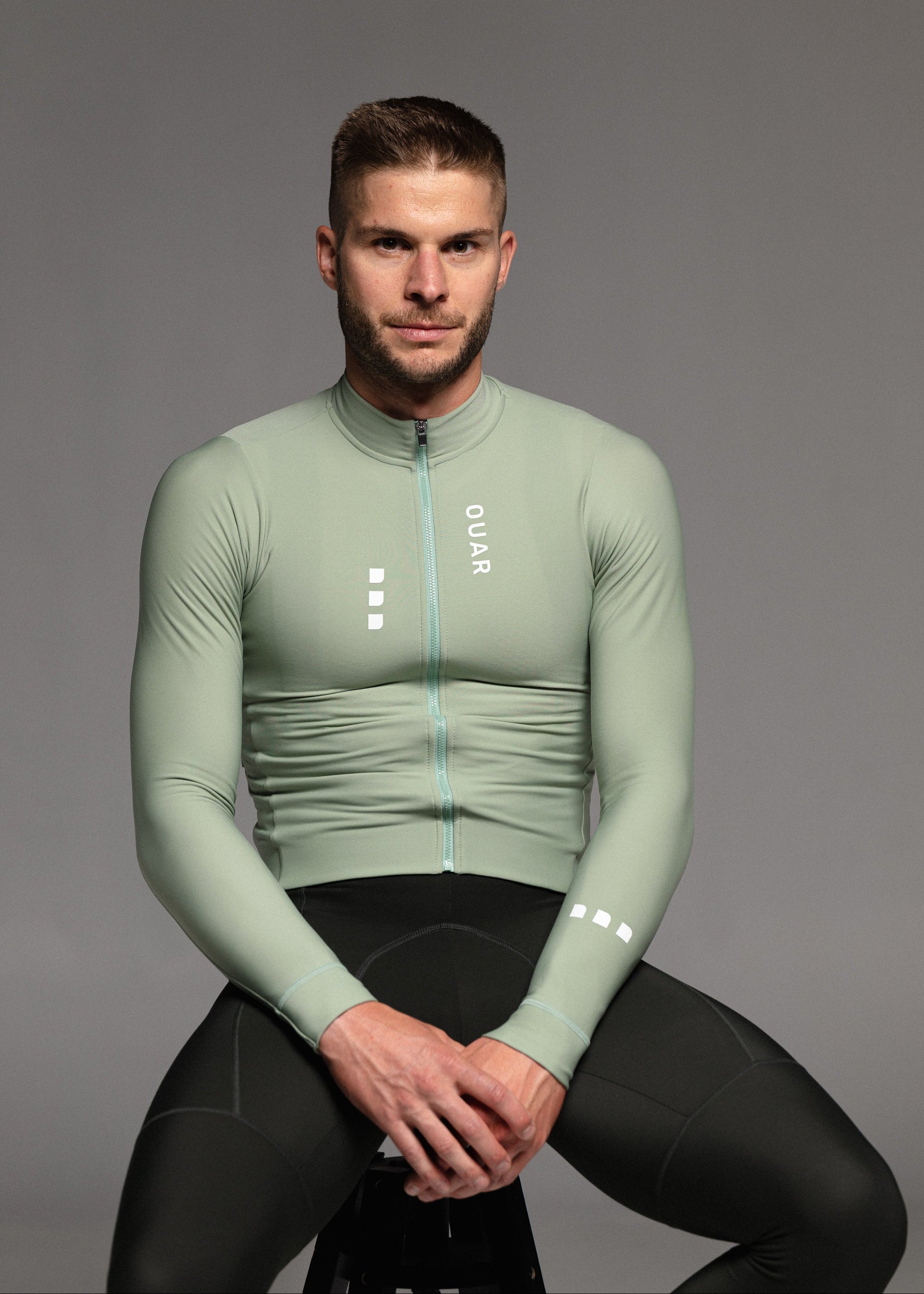 CHILL LS JERSEY + FOREST GREEN LONG BIBS + DEEP OCEAN JACKET + NECK WARMER