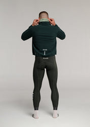 CHILL LS JERSEY + FOREST GREEN LONG BIBS + DEEP OCEAN JACKET + NECK WARMER