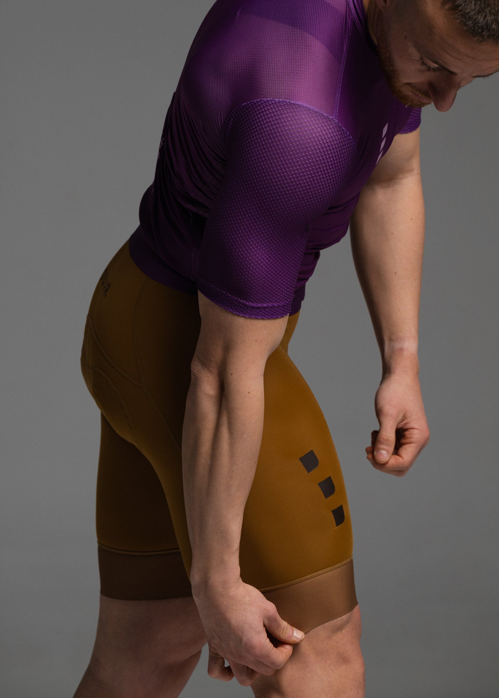 TRUE PURPLE JERSEY + TERROIR EVO BIBS + WHITE/GREY SOCKS