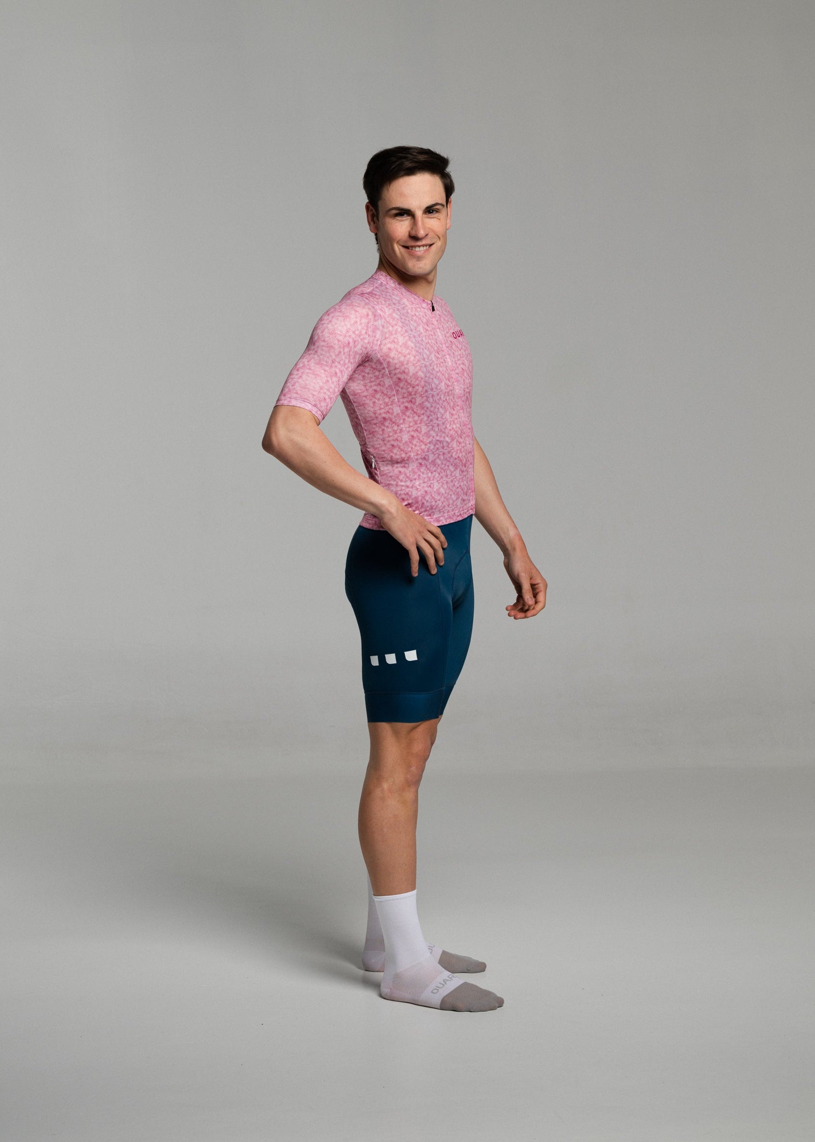 PINK PIXEL JERSEY + AQUA BIBS + WHITE/GREY SOCKS