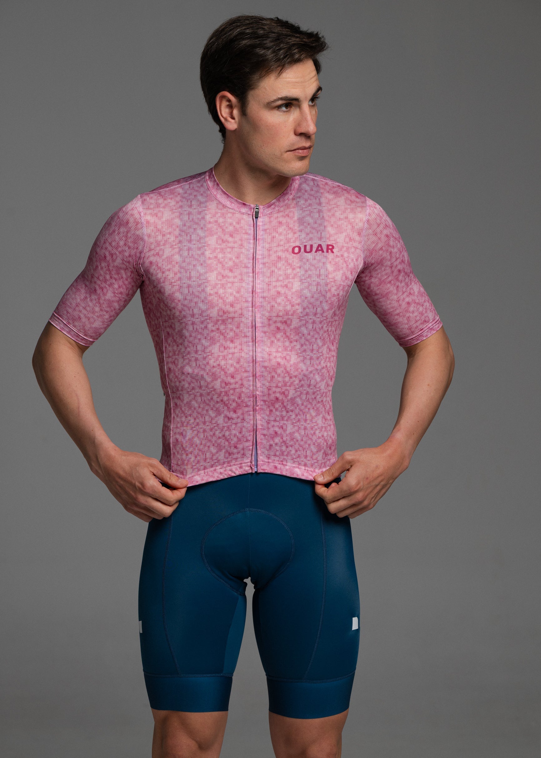 PINK PIXEL JERSEY + AQUA BIBS + WHITE/GREY SOCKS