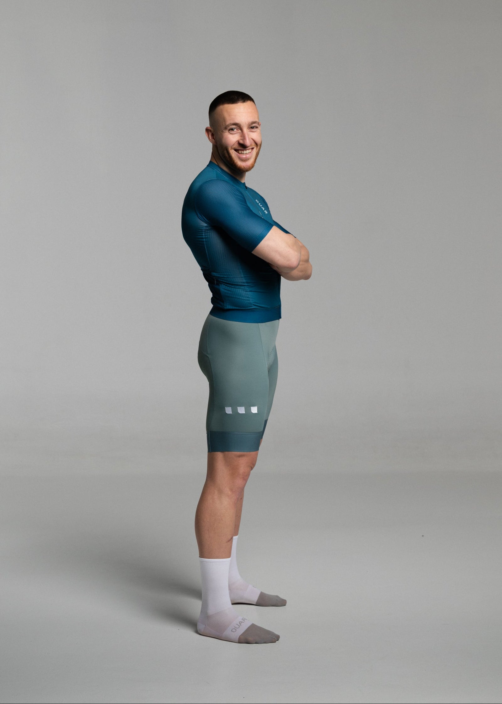 DARK TEAL JERSEY + EUCALYPTO BIBS + WHITE/GREY SOCKS