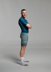 DARK TEAL JERSEY + EUCALYPTO BIBS + WHITE/GREY SOCKS