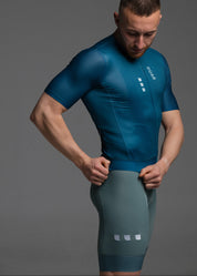 DARK TEAL JERSEY + EUCALYPTO BIBS + WHITE/GREY SOCKS