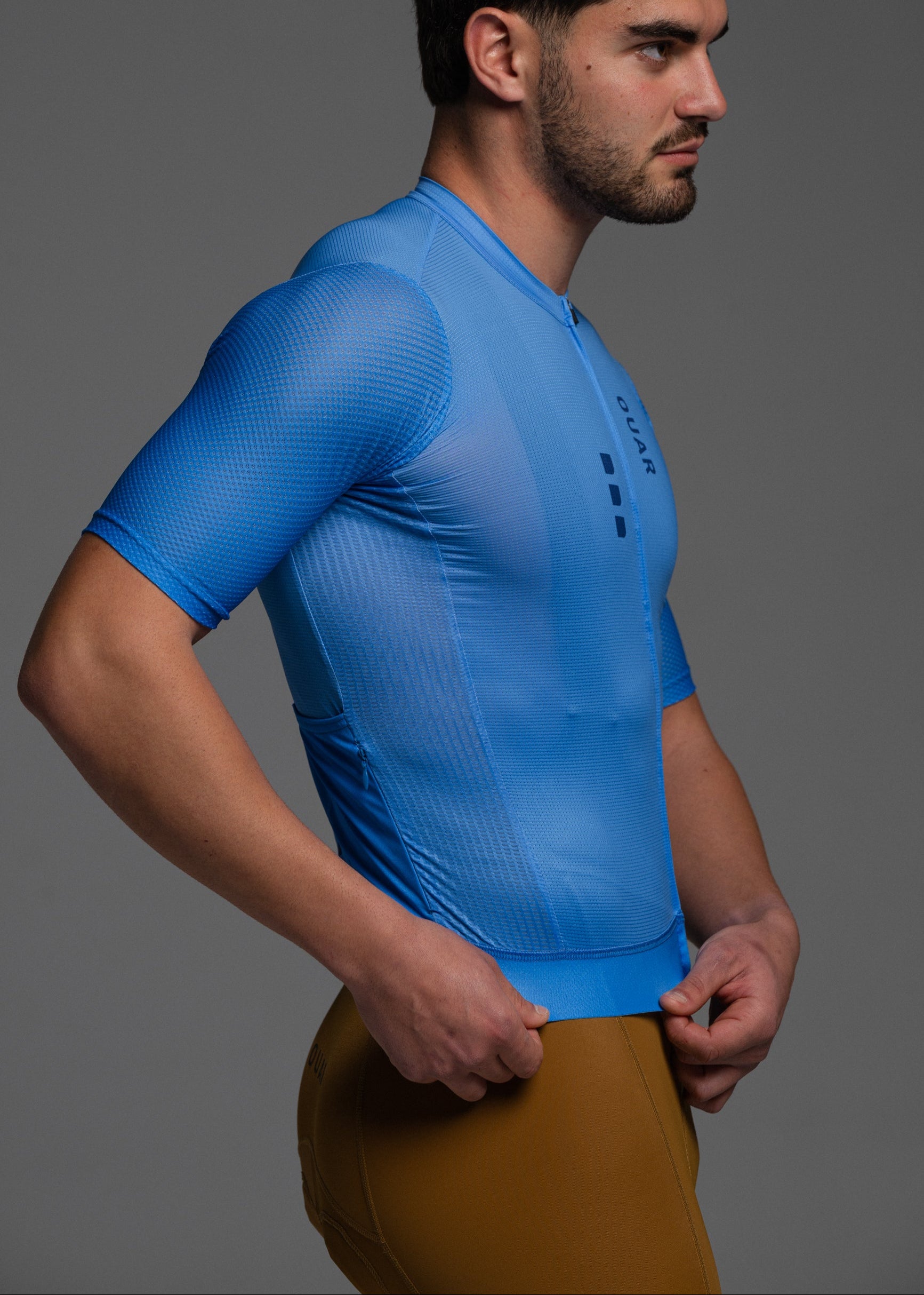 COBALT BLUE JERSEY + TERROIR BIBS + WHITE/GREY SOCKS