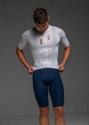 DIZZY WHITE JERSEY + MARINO AERYS BIBS + WHITE/AQUA SOCKS