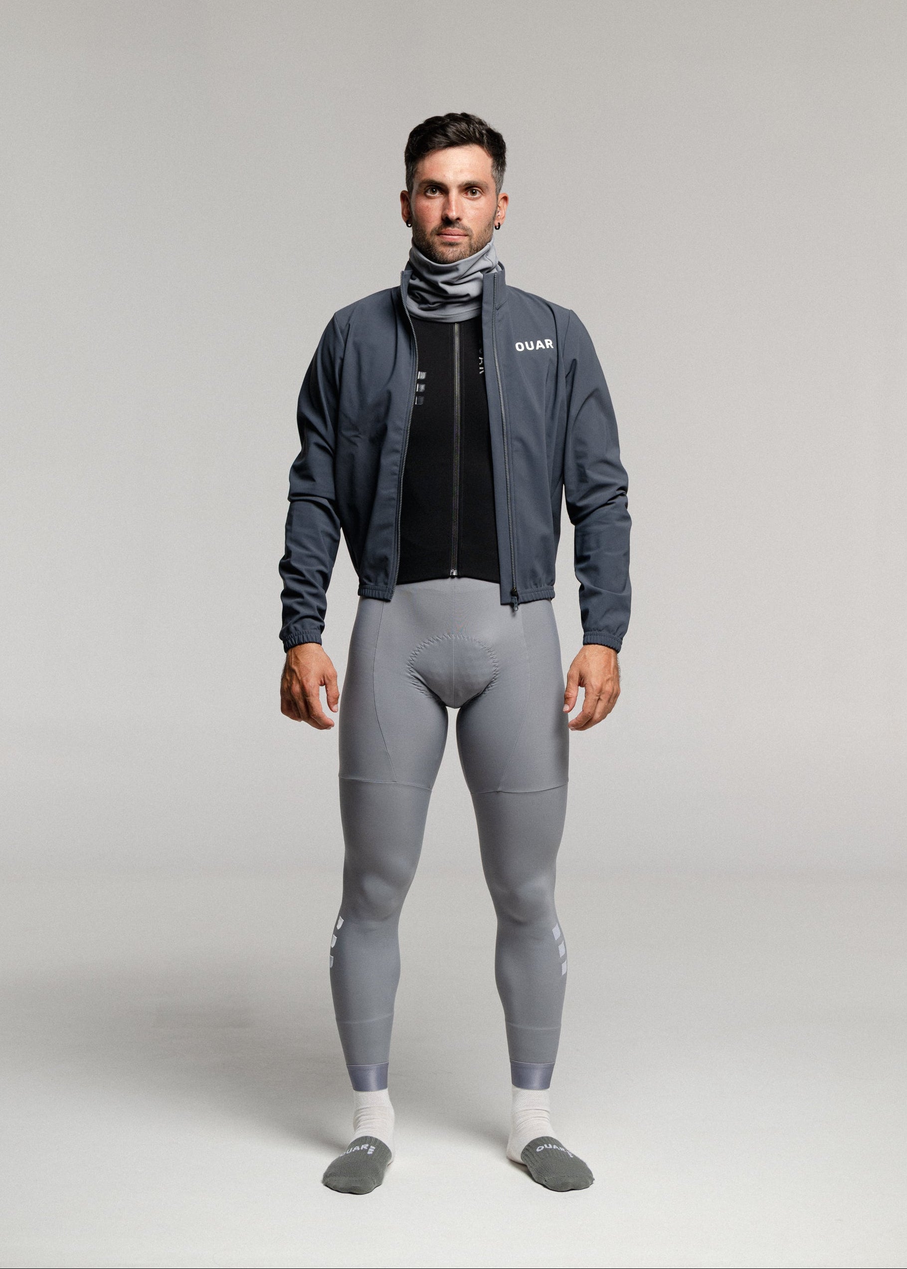 ROCK AND ROLL LS JERSEY + ARTIC GREY LONG BIBS + ALPINE GRAY JACKET + NECK WARMER