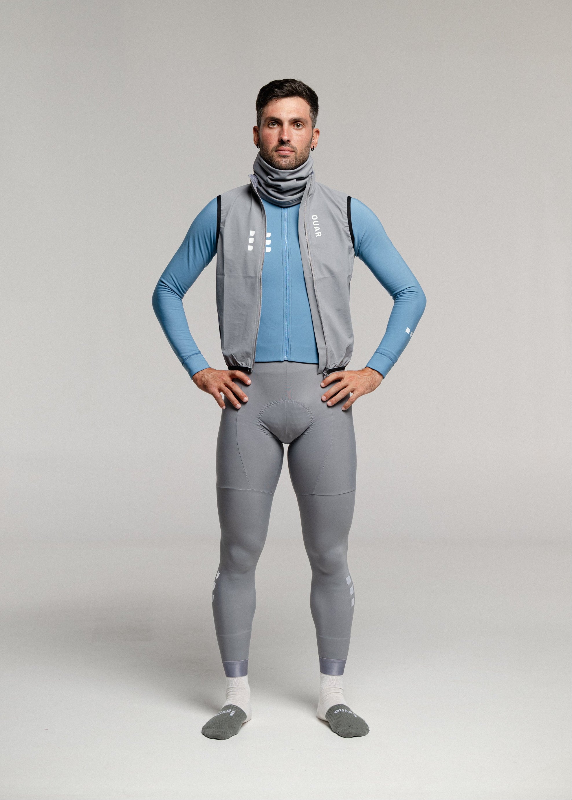 ELECTRO LS JERSEY + ARTIC GREY LONG BIBS + MIST GILET + NECK WARMER