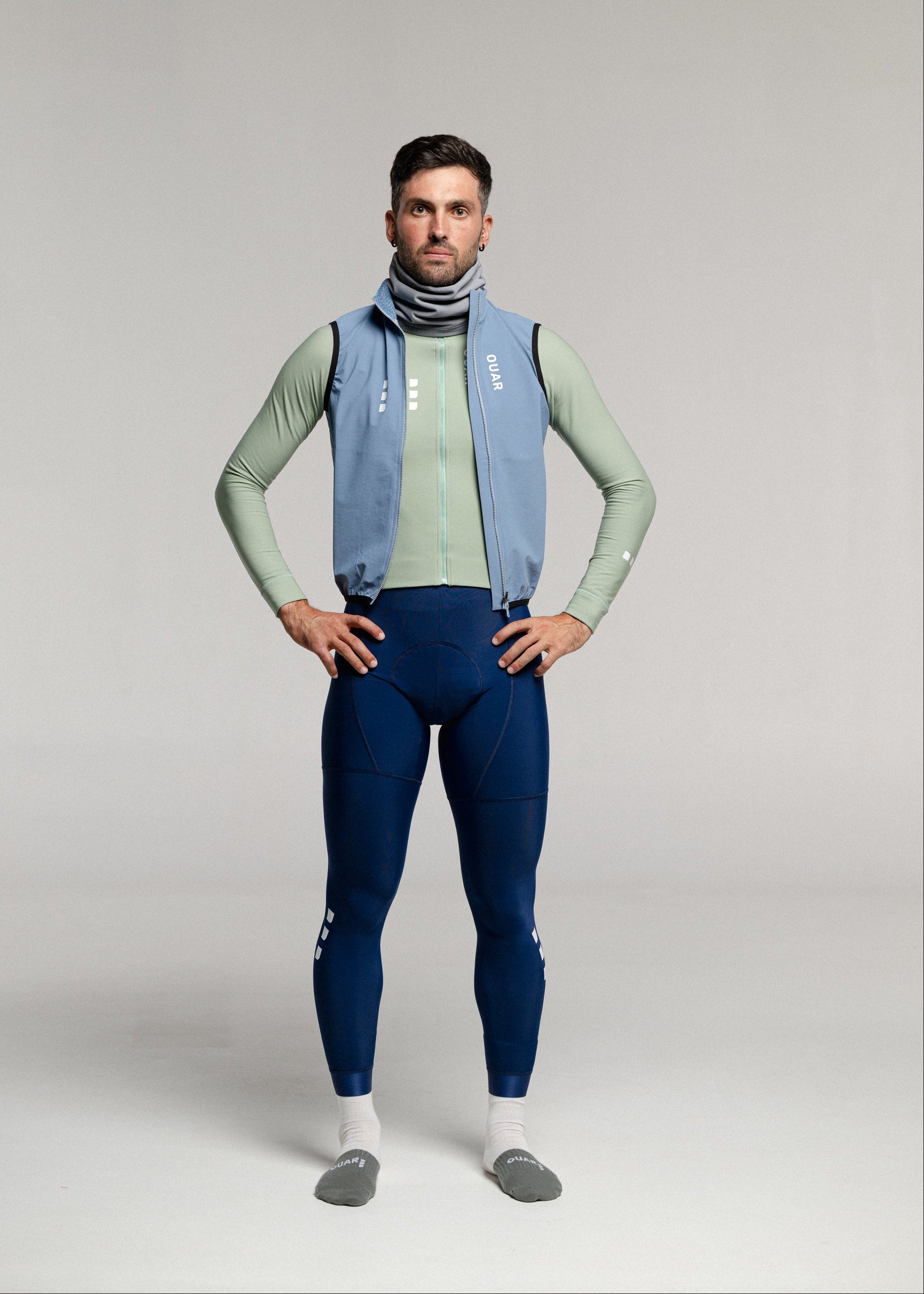 CHILL LS JERSEY + MARINO LONG BIBS + GLACIER GILET + NECK WARMER