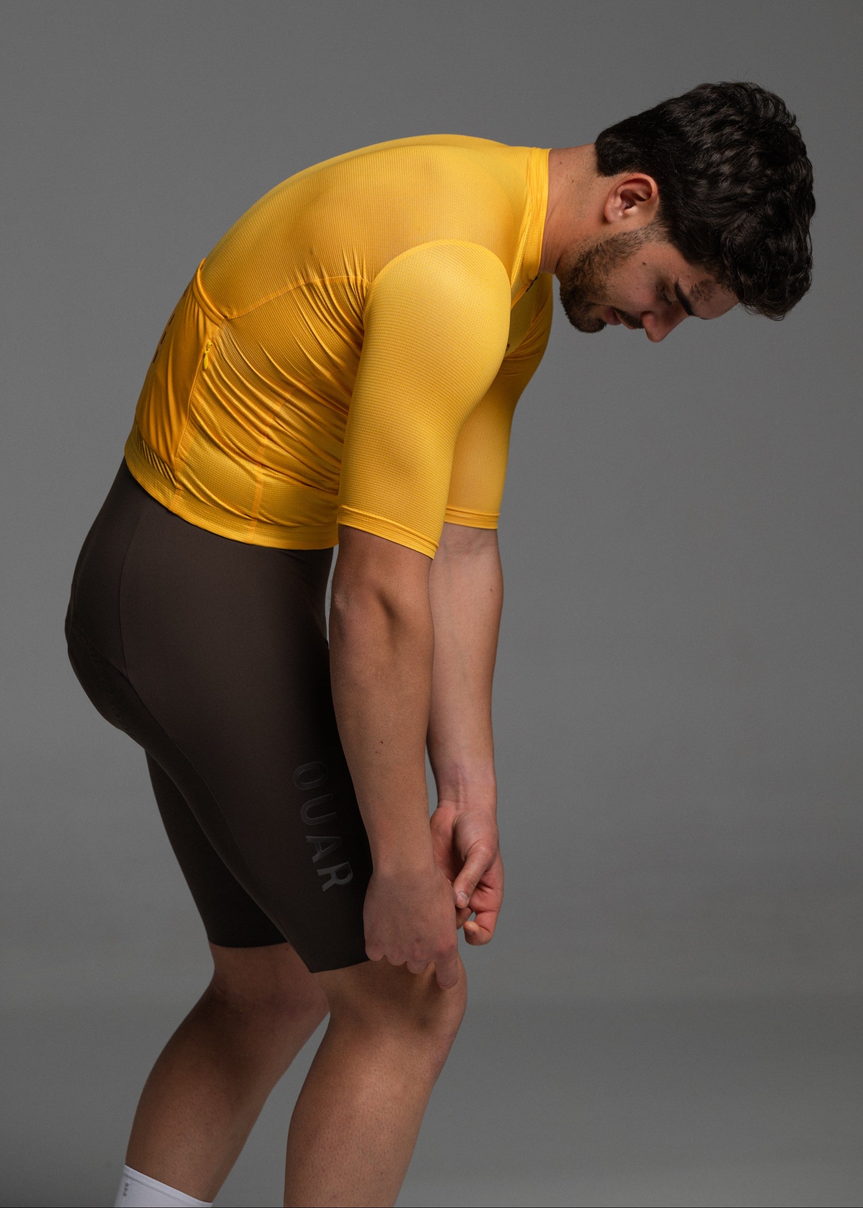 YOLK JERSEY + COCOA BIBS + WHITE/GREY SOCKS