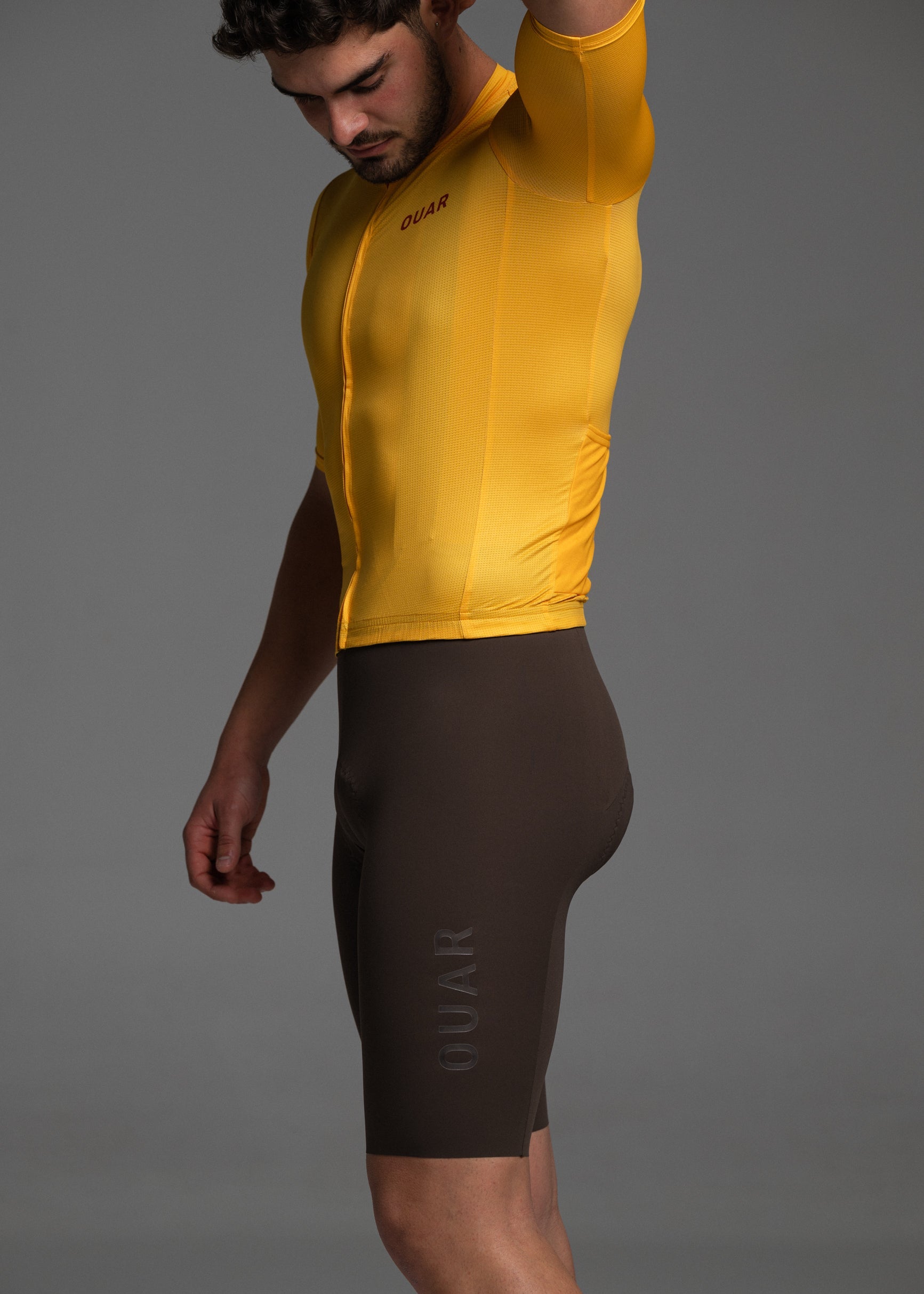 YOLK JERSEY + COCOA BIBS + WHITE/GREY SOCKS