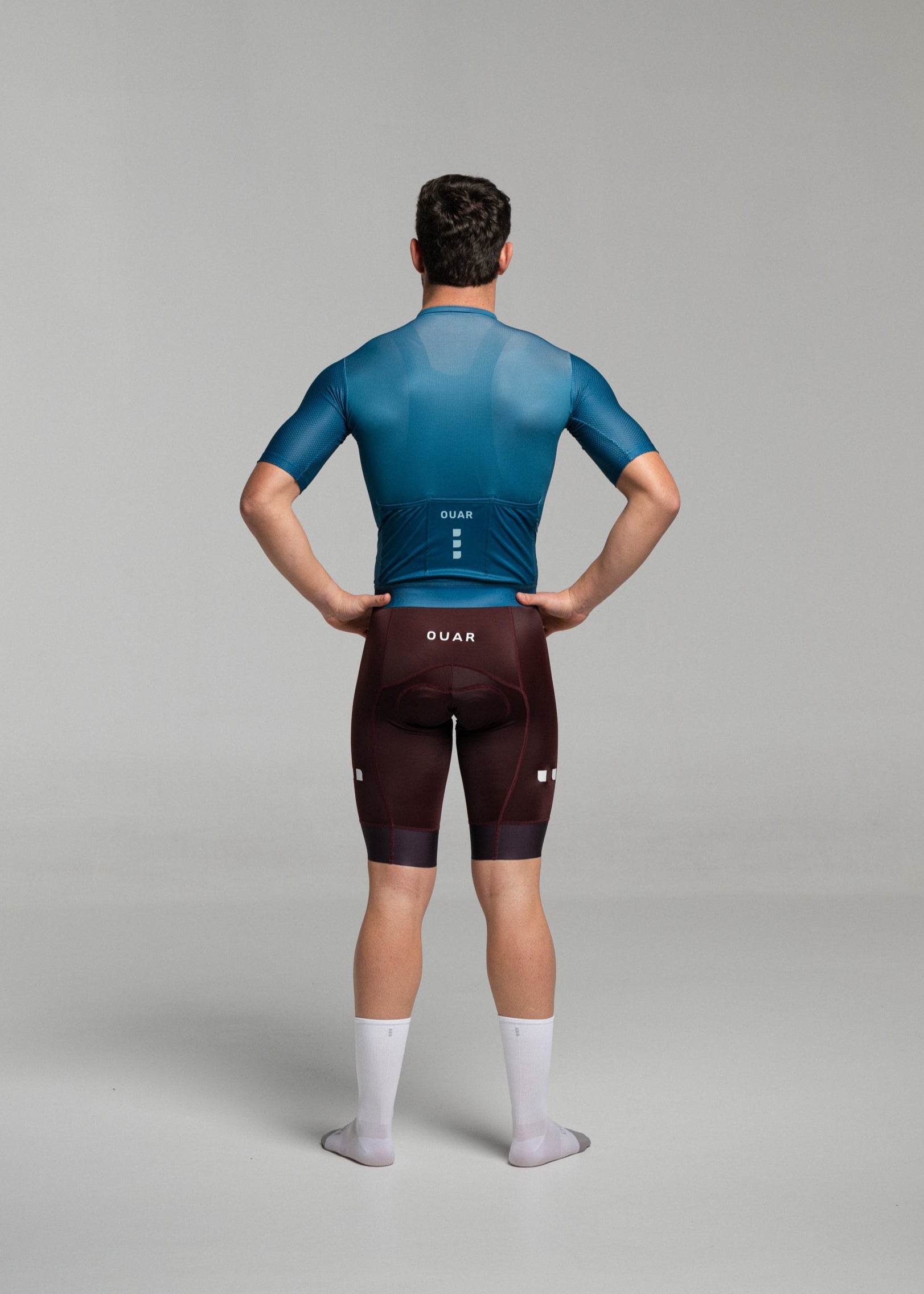 DARK TEAL JERSEY + DARK BURDEOS BIBS + WHITE/GREY SOCKS