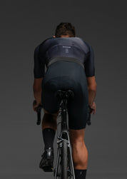 PURE BLACK JERSEY + PURE BLACK BIBS + BLACK/GREY SOCKS